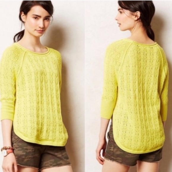 Anthropologie Sparrow Neon Yellow Sweater - Picture 2 of 10